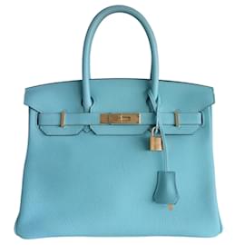 Hermès-Bolsa Hermes Birkin 30 azul atoll-Azul