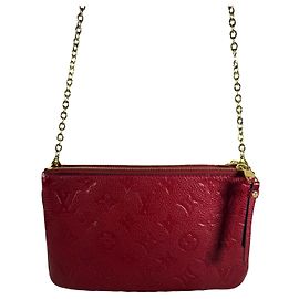 Borsa a Tracolla Louis Vuitton Double Zip Pelle Granata Blu Bordò