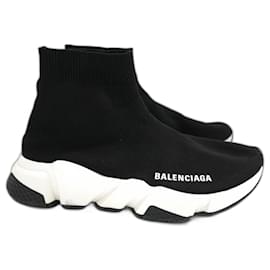 Balenciaga-Tenis de calcetín de punto Balenciaga Speed en negro y blanco.-Negro