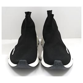 Balenciaga-Balenciaga Speed Black & White Knit Sock Sneakers-Black