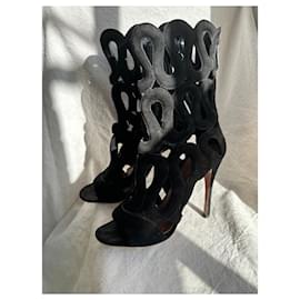 Alaïa-Cheerful Suede Laser Cut Boot-Other