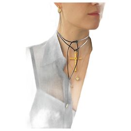 Collier croix en or Just Cavalli Noir