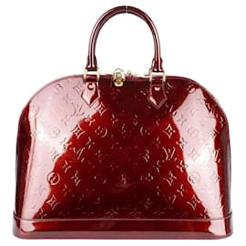 Louis Vuitton-Louis Vuitton Vernis Monogram Alma GM Handbag-Dark red