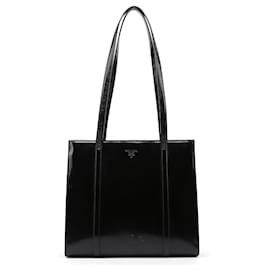 Prada-PRADA Totes Pelle verniciata Riedizione nera 1995-Nero