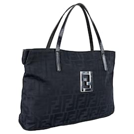 Fendi-Fendi – Schwarze FF-Handtasche mit Monogramm-Schwarz
