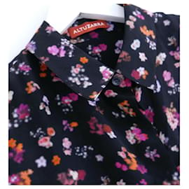 Altuzarra-Camisa de Seda Preta e Floral Atuzarra-Preto