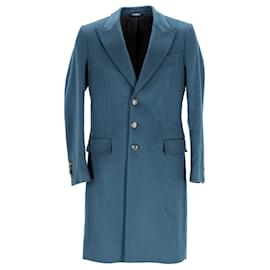 Dolce & Gabbana-Dolce & Gabbana Single-Breasted Coat in Blue Cashmere-Blue
