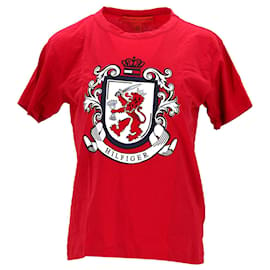 Tommy Hilfiger-T-shirt Hilfiger Crest pour femme-Rouge