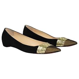 Christian Louboutin-Pointed Suede Flats-Black
