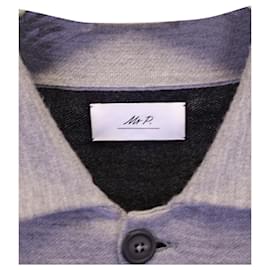 Autre Marque-Sig. Cardigan stile camicia P in lana grigia-Grigio