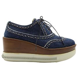 Miu Miu Scarpe stringate con plateau in denim Blu