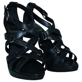 Dior-Sandalias de tiras de cuero negro-Negro