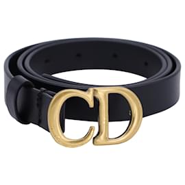 Christian Dior-Christian Dior Saddle Belt in Black Calfskin Leather-Black