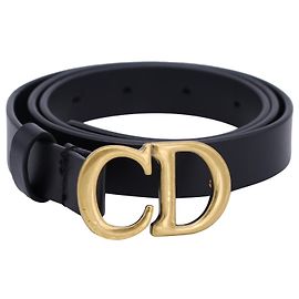Cintura da sella Christian Dior in pelle di vitello nera Nero