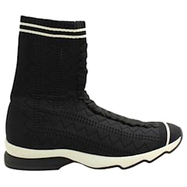 Fendi-Stretch Knit Sneakers-Black
