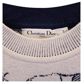 Christian Dior-Christian Dior Pull ras du cou All Around The World en cachemire blanc-Blanc