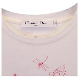 Christian Dior-Christian Dior Dioramour T-shirt with D-Royaume d'Amour Print in Ecru Cotton-White,Cream