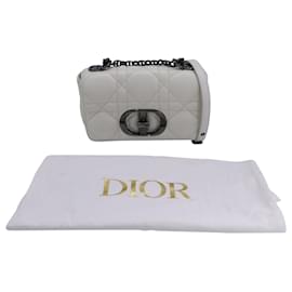 Christian Dior-Christian Dior Small Macrocannage Caro Bag Padded in Ivory Calfskin Leather-White,Cream