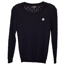 Moletom Chanel CC em algodão azul marinho Azul Azul marinho
