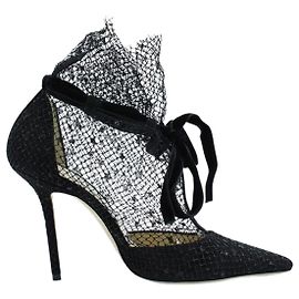 Jimmy Choo Schwarze Heels mit Mesh-Gewebe Schwarz