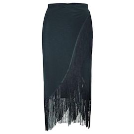 Reformation Gonna midi a portafoglio nera con frange Nero