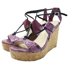 Jimmy Choo-Pink Snakeskin Wedges-Other