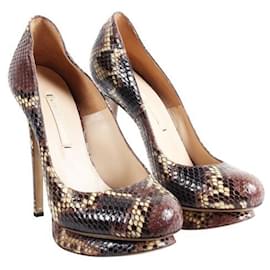 Nicholas Kirkwood-Zapatos de tacón de piel de serpiente marrón-Otro