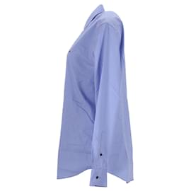 Tommy Hilfiger-Camisa masculina de manga comprida com top tecido-Azul,Azul claro