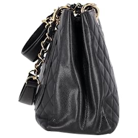 Chanel-Borsa tote Chanel Grand Shopping in pelle di caviale trapuntata nera-Nero