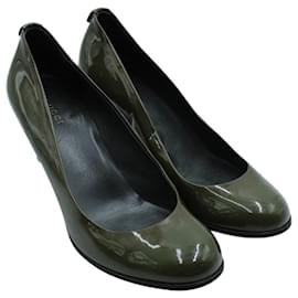 Gucci-Olive Green Patent LEather Round Toe Heels-Green