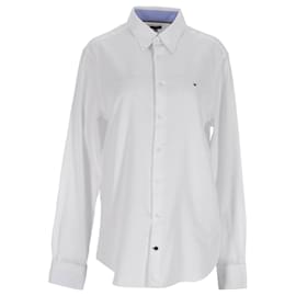 Tommy Hilfiger-Mens Slim Fit Long Sleeve Shirt Woven Top-White