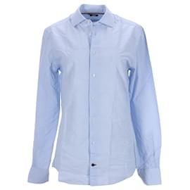 Tommy Hilfiger-Camisa masculina de popelina de algodão puro Slim Fit-Azul,Azul claro