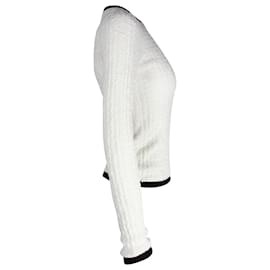 Chanel-Pull à manches longues en maille texturée Chanel en coton blanc-Blanc