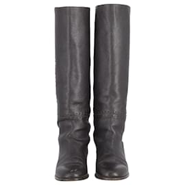Fendi-Fendi Knee Length Boots in Black Leather-Black