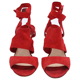 Paul Andrew-Paul Andrew High Heel Sandals in Red Suede-Red