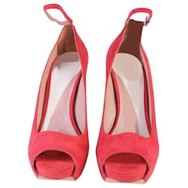 Herve Leger-Zapatos de tacón de ante rojos con detalles de strass-Roja