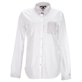 Tommy Hilfiger-Camisa feminina de manga comprida Tommy Hilfiger em algodão cru-Branco,Cru