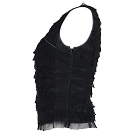 Marc Jacobs-Marc Jacobs Organza Tiered Sleeveless Blouse in Navy Blue Polyester-Navy blue