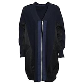 Sacai-Navy Blue Long Cardigan Jacket-Blue,Navy blue