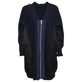 Sacai-Navy Blue Long Cardigan Jacket-Blue,Navy blue
