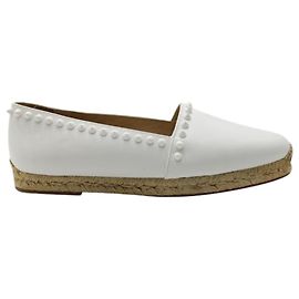 Christian Louboutin White Leather Ares Espadrilles with Studs White