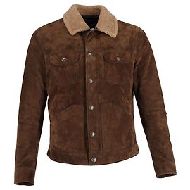 Tom Ford Shearling-Collar Trucker Jacket in Brown Suede Brown