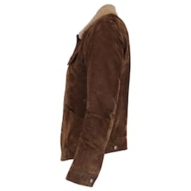 Tom Ford-Tom Ford Shearling-Collar Trucker Jacket in Brown Suede-Brown