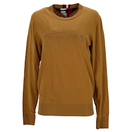 Tommy Hilfiger-Suéter masculino com logotipo exclusivo Th-Amarelo,Camelo