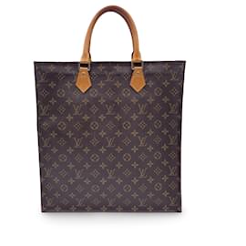 Louis Vuitton-Monogramm-Segeltuch-Sac-Plat-GM-Taschen-Einkaufstasche-Braun
