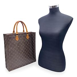 Louis Vuitton-Monogramm-Segeltuch-Sac-Plat-GM-Taschen-Einkaufstasche-Braun