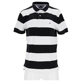 Tommy Hilfiger-Poloshirt mit Blockstreifen und normaler Passform für Herren-Weiß