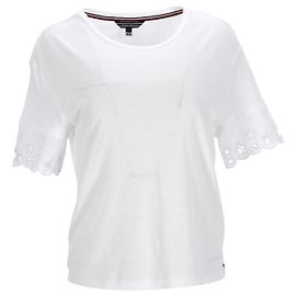 Tommy Hilfiger Camiseta con manga de encaje para mujer Blanco