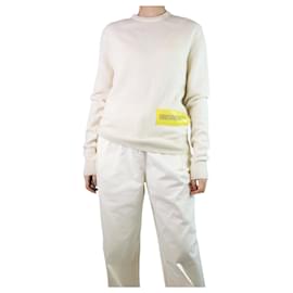Calvin Klein-Maglione in lana con grafica color crema - taglia L-Crudo