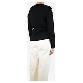 Balenciaga-Schwarzer Woll-Cardigan mit Metallbesatz – Größe UK 10-Schwarz